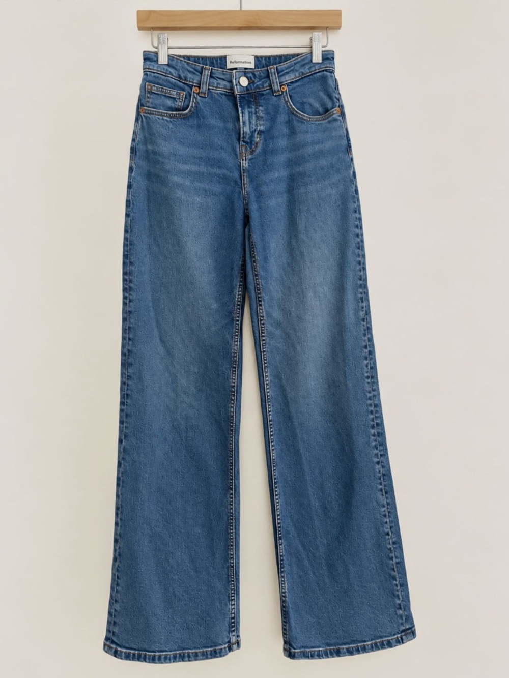 Reformation Greta Super Stretch Low-Rise Wide-Leg Jeans Williamette Size 25L